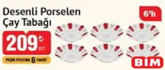 DESENLİ PORSELEN ÇAY TABAĞI 6'LI